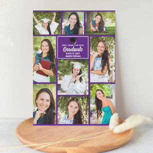 Faire-part Purple Graduate Photo Collage Moderne Graduation