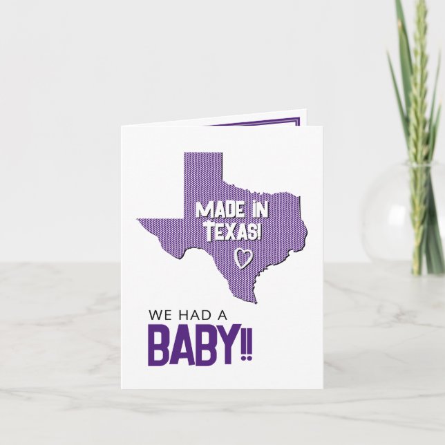Faire-part Purple Herringbone Fabriqué au Texas Photo Baby (Devant)