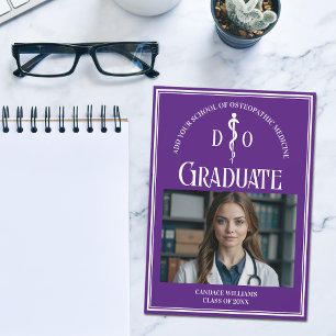 Faire-part Purple Ostéopathic Médicale School Graduation Phot