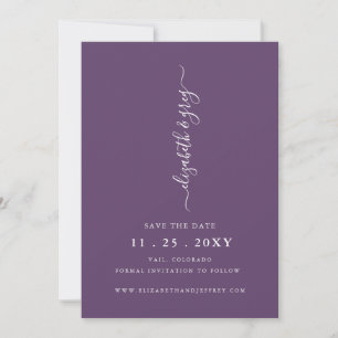 Faire-part Purple Simple Modern Enregistrer la date