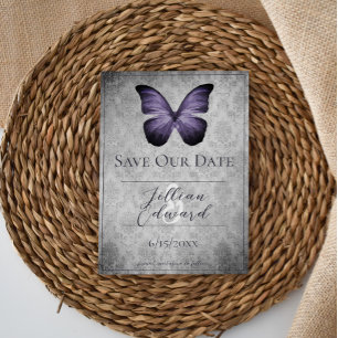 Faire-part Purple Vintage Papillon Damas Enregistrer la date