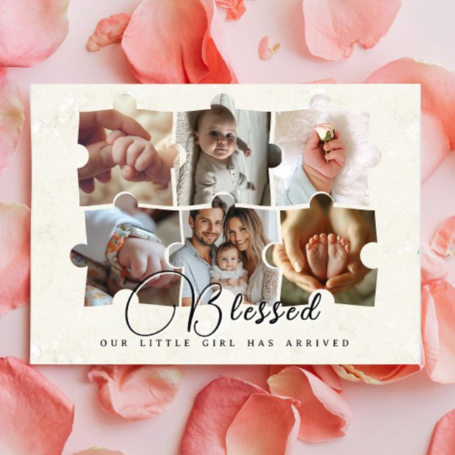 Faire-part Puzzle 6 Photo pour bébé Collage annonces de naiss (Créateur téléchargé)