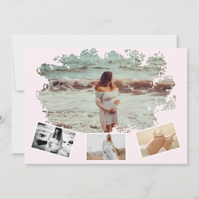 Faire-part Quatre Photos Collage Simple Mère Pour Être Grosse (Devant)