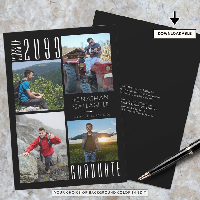 Faire-part Quatre photos noir blanc (Créateur téléchargé)