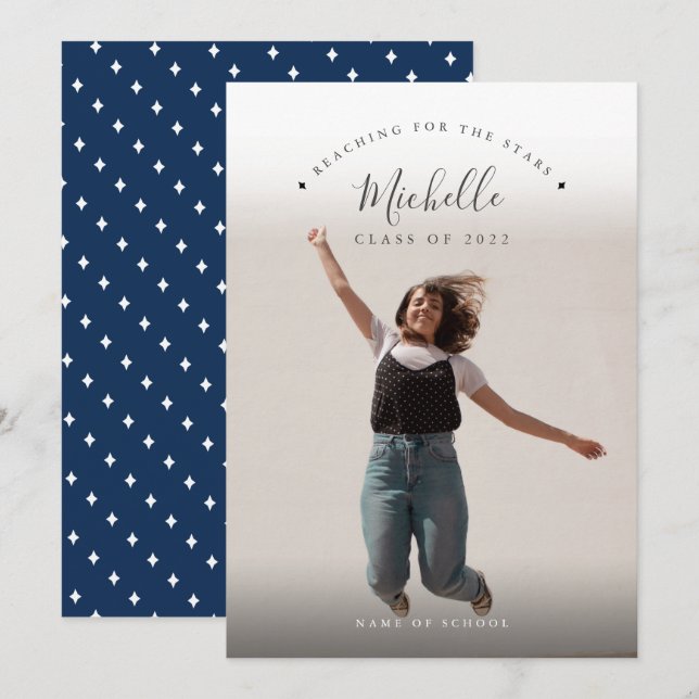 Faire-part Reaching for the Stars High School Graduation (Devant / Derrière)