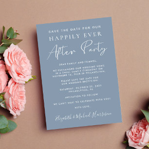 Faire-part Réception de mariage Dusty Blue Photo Enregistrer 