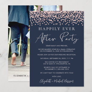 Faire-part Réception de mariage Rose Gold Paillettes Photo Bl
