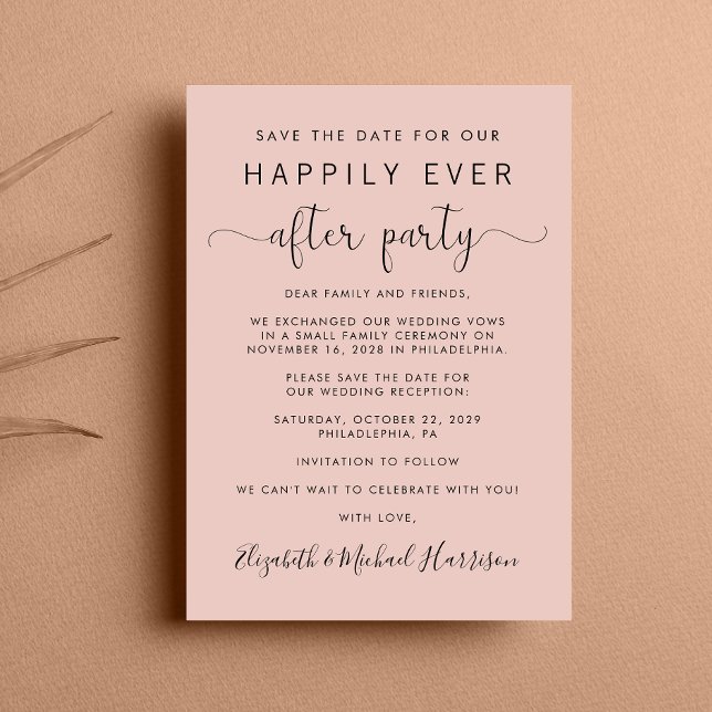 Faire-part Réception de mariage rose vif Enregistrer la date (A stylish save the date announcement for a reception to celebrate your elopement or private wedding)