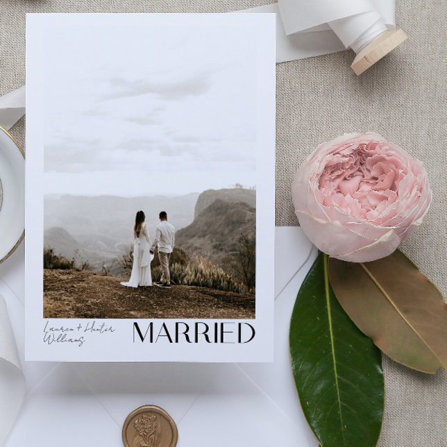 Faire-part Réception Mariée Simple 3 Photo Script Mariage (Wedded Bliss! Join Our Post-Wedding Bash 🥂🎉 [Customize Here])