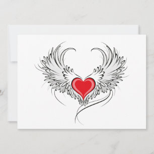 Faire-part Red Angel Coeur avec ailes