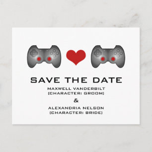 Faire-part Red Cute Gamer Enregistrer la carte postale Date