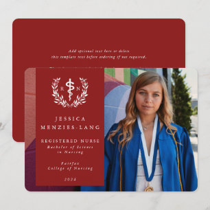 Faire-part Red Registered Nurse Asclepius Graduus Photo