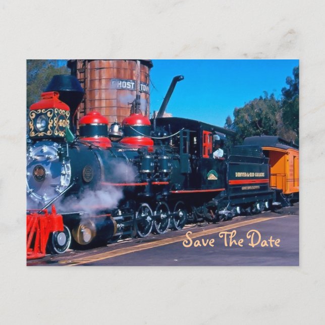 Faire-part Red Train Enregistrer La Carte Postale Date (Devant)