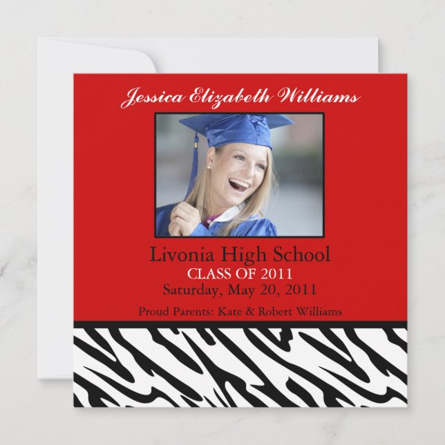 Faire-part Red Zebra (Devant)