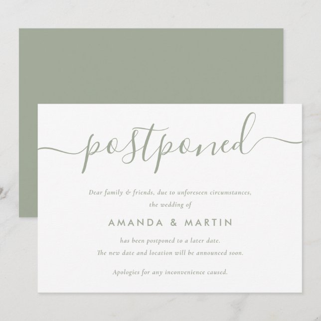 Faire-part Remise du Mariage moderne Sage Green (Devant / Derrière)