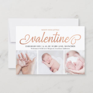 Faire-part Rencontrez notre petit Valentine 3 Photo Naissance