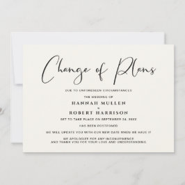 Faire-part Report de mariage Changement de plans Crème