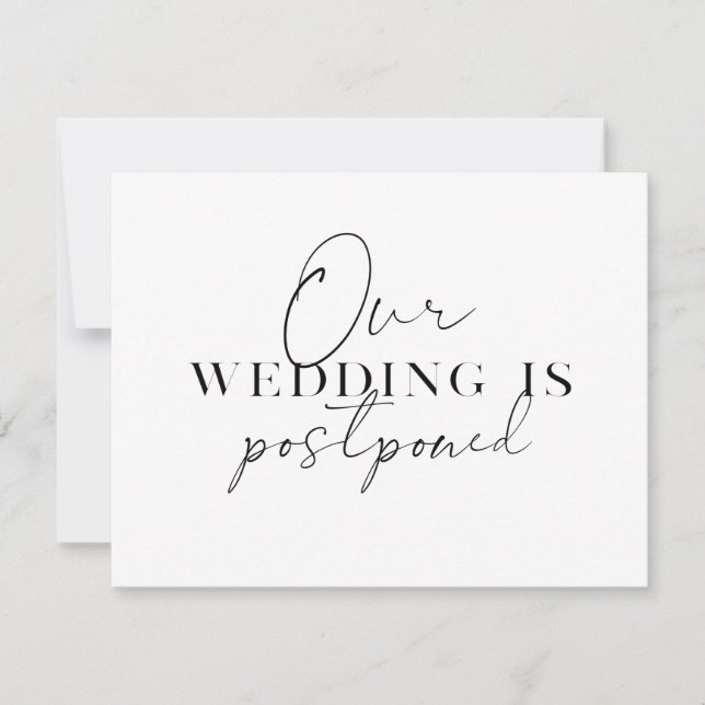 Faire-part Report de mariage moderne Changement de plans (Devant)