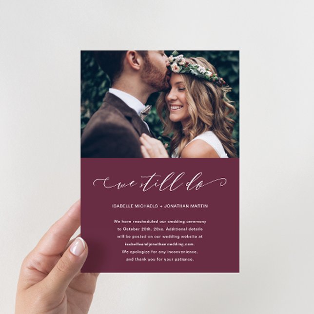 Faire-part Report de mariage Nous nous marions toujours Photo (Créateur téléchargé)
