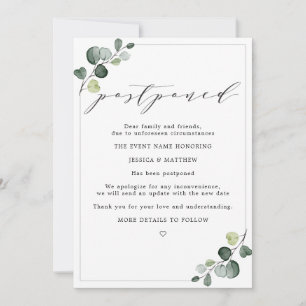 Faire-part Report du changement de plans Mariage Eucalyptus