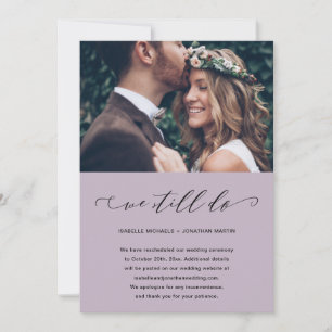 Faire-part Report Mariage Violet Nous Faisons Toujours Photo