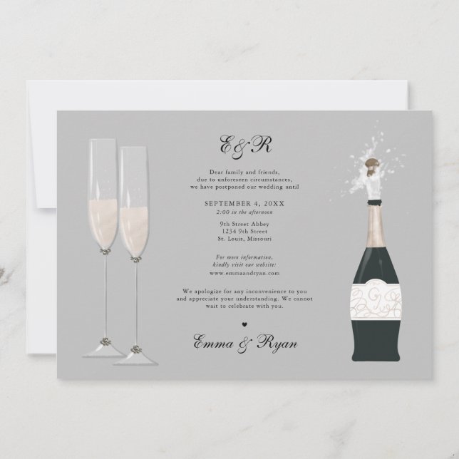 Faire-part Reporter la date du mariage en raison d'un changem (Dos)