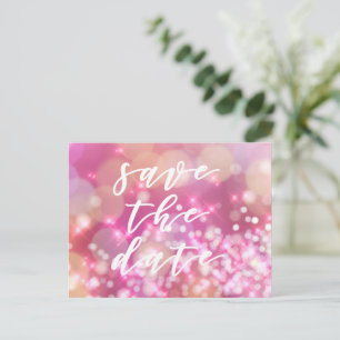 Faire-part Réservez la date   Carte postale Épingles rose gla