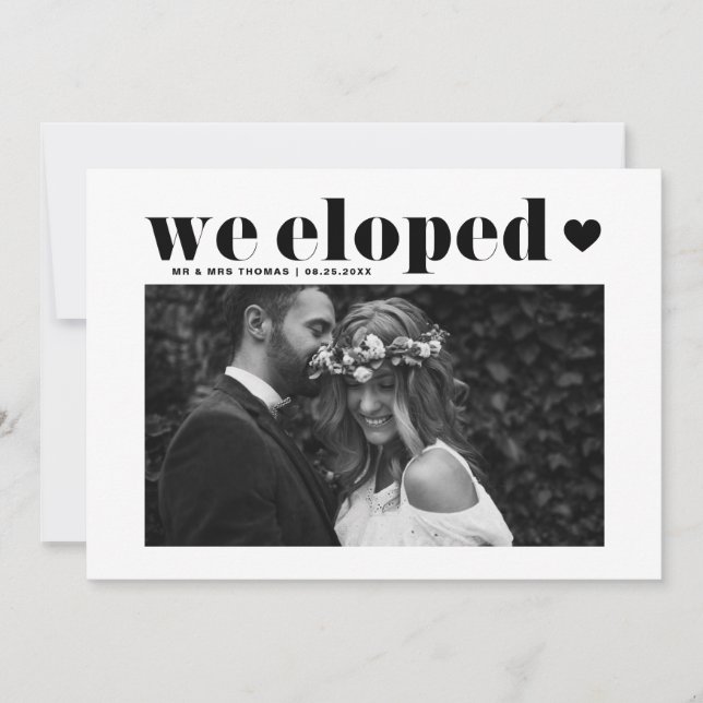 Faire-part Retro Bold Typographie Black Mariage Elopement (Devant)