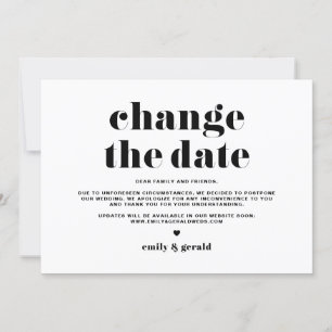 Faire-part Retro Bold Typographie noir Modifier la date