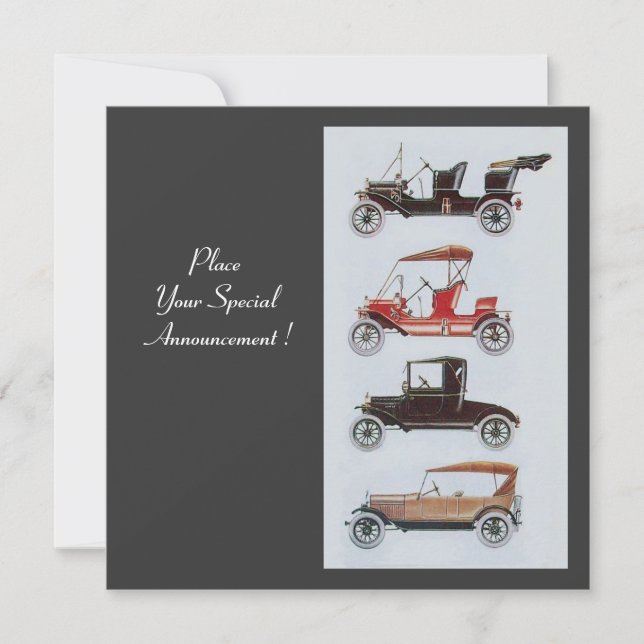 Faire-part RETRO CARS 2, RESTAURATION AUTOMATIQUE, gris blanc (Devant)
