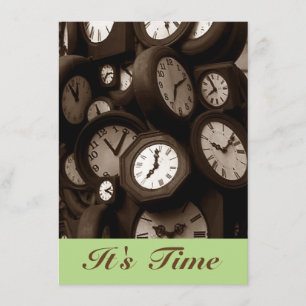 Faire-part Rétro Horloges C'est l'heure Gr8 rappels annonces