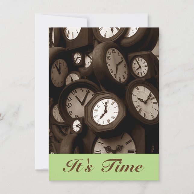 Faire-part Rétro Horloges C'est l'heure Gr8 rappels annonces (Devant)