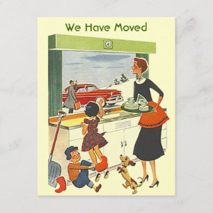 Faire-part Rétro maison occupée nous avons déplacé le