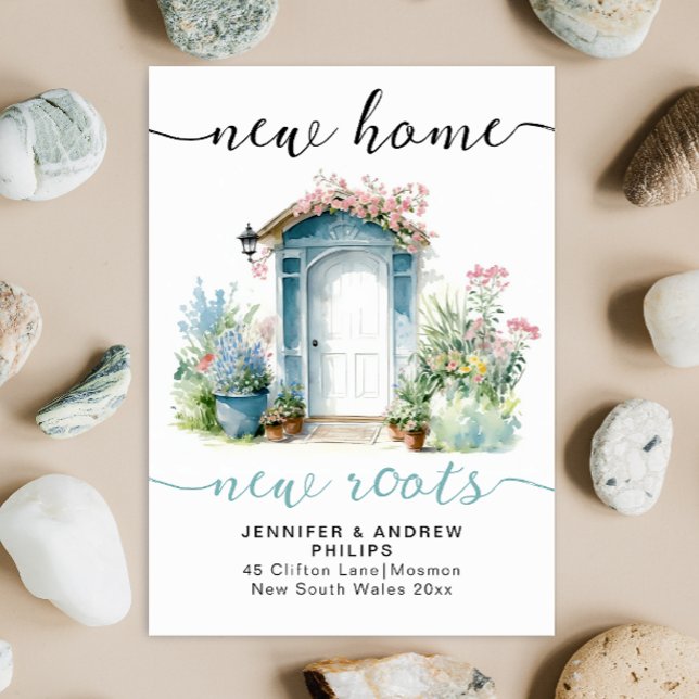 Faire-part Retro New Home Roots Aquarelle Maison Calligraphie (Créateur téléchargé)