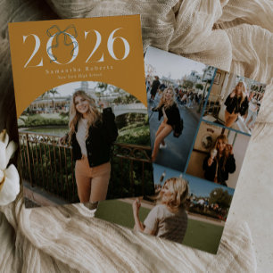 Faire-part Retro Or 2026 Coquette Noeud Papillon Photo Remise