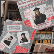 Retro Save The Date Magazine Newspaper Graduation