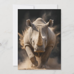 Faire-part Rhinoceros Animaux Sauvages Élégant Portrait Drama