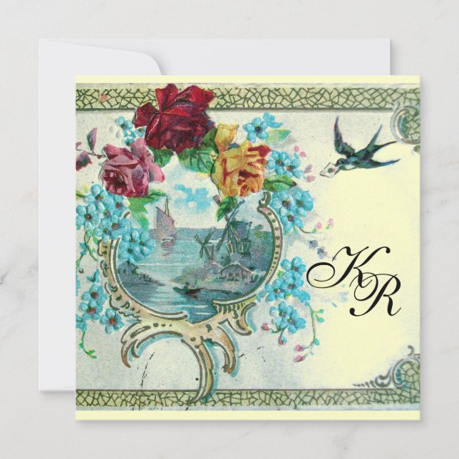 Faire-part ROMANTİCA 3 MONOGRAM, papier métallique or (Devant)