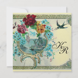 Faire-part ROMANTİCA 3 MONOGRAM, papier métallique or