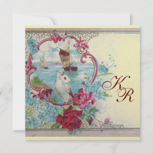 Faire-part ROMANTİCA  MONOGRAM Bleu sarcelle Or Mariage
