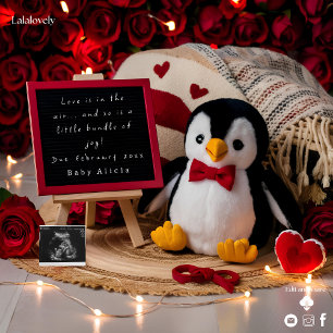 Faire-part romantique de grossesse de pingouins