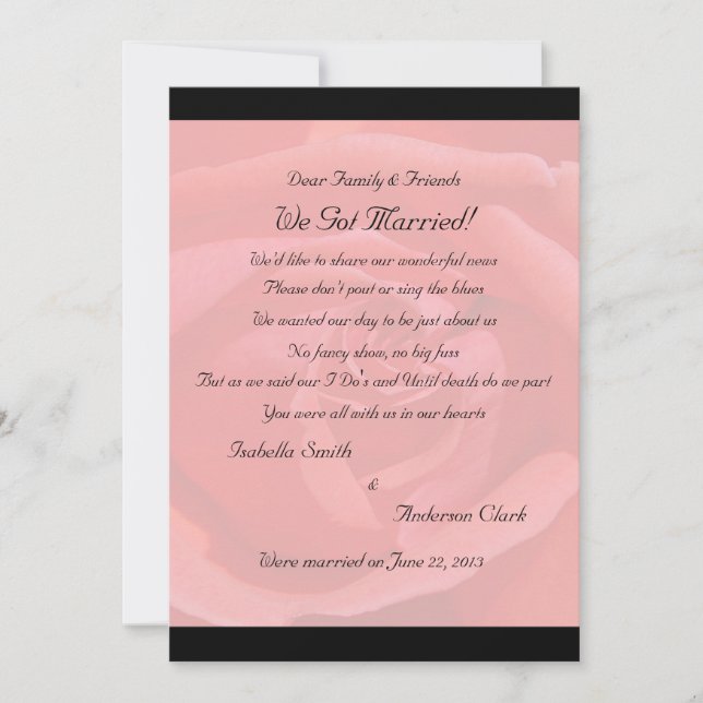 Faire-part Rose corail Elopement 2 (Devant)