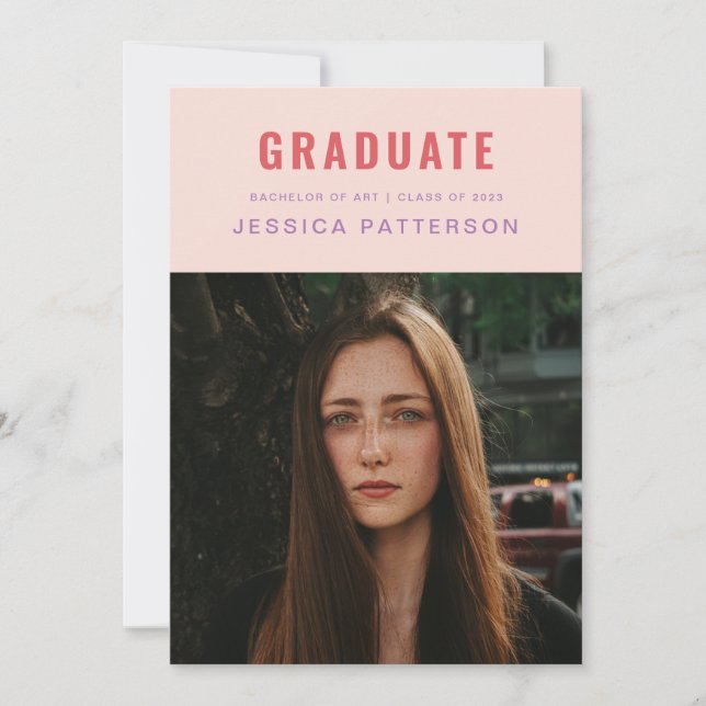 Faire-part Rose doré parfait pour les diplômés (Devant)