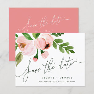 Faire-part Rose floral clair élégant enregistrer la date