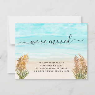 Faire-part Rose Gold Pampas Grass Sandy Beach Nouvelle adress