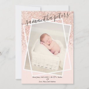 Faire-part Rose Parties scintillant rose vif moderne photo na
