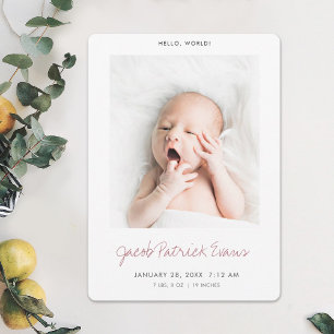 Faire-part Rose photo moderne simple Gold Baby Girl Birth