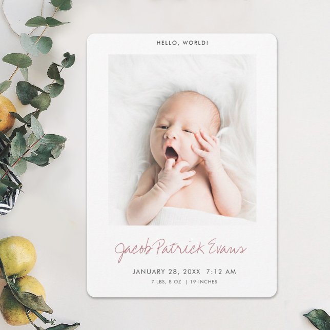 Faire-part Rose photo moderne simple Gold Baby Girl Birth (Créateur téléchargé)
