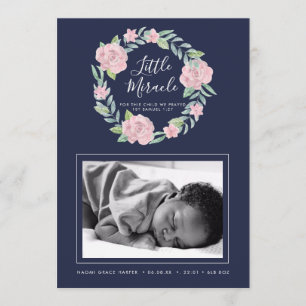 Faire-part Rose Wreath Petit Miracle Photo Naissance