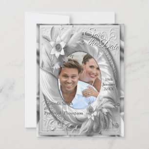 Faire-part Roses d'or blanc, soie de champagne et papillons